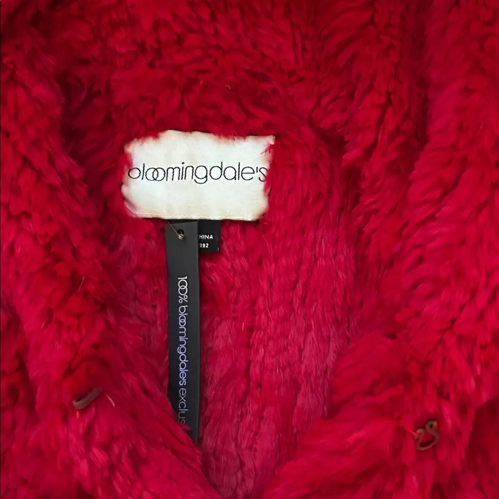Bloomingdale's Red Fur Jacket - Picture 2 of 4